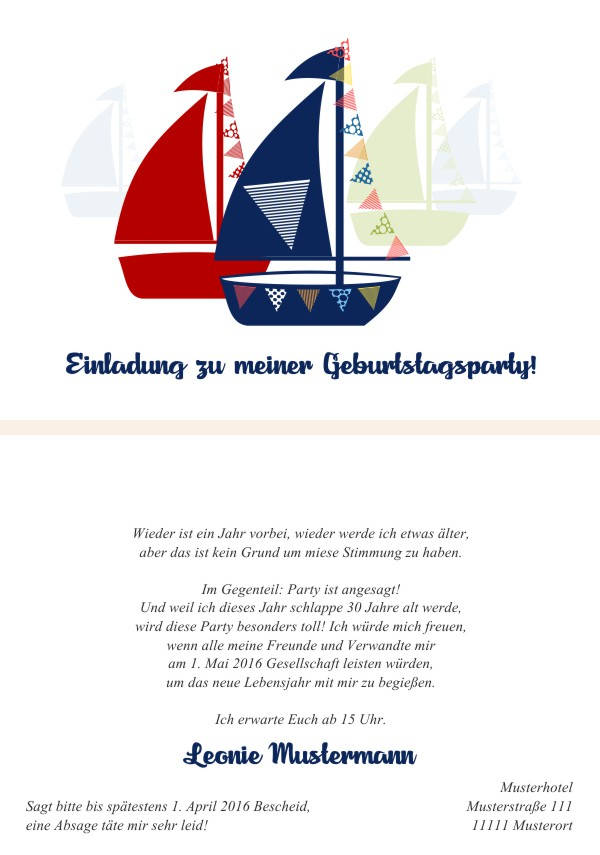 Maritime Einladungskarten zum Geburtstag