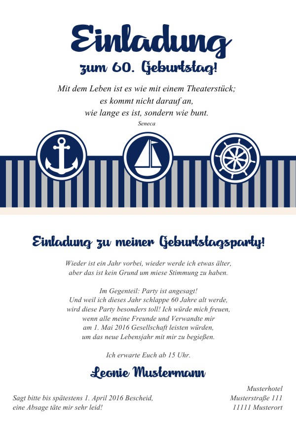 Maritime Einladungskarten zum Geburtstag