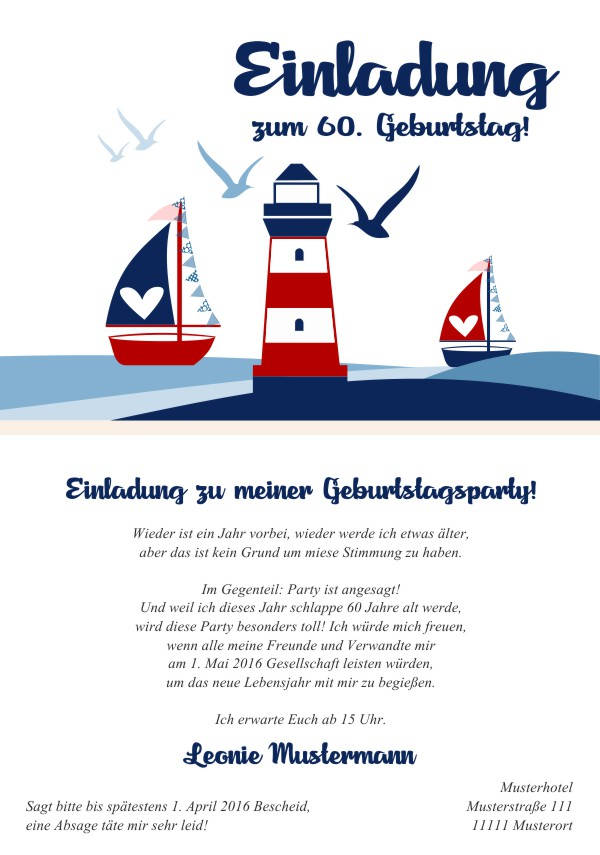 Maritime Einladungskarten zum Geburtstag