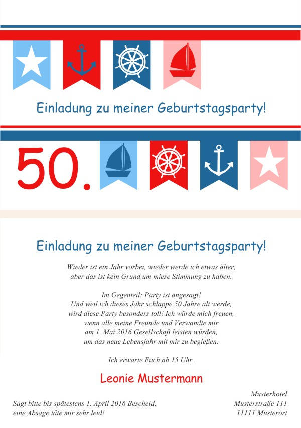 Maritime Einladungskarten zum Geburtstag