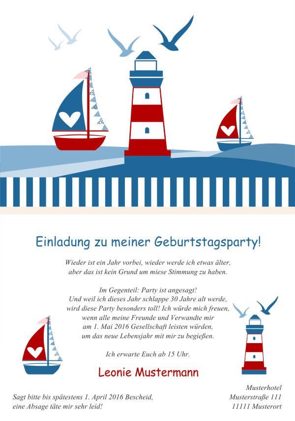 Maritime Einladungskarten zum Geburtstag