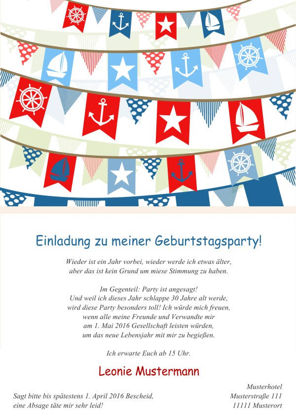 Maritime Einladungskarten zum Geburtstag