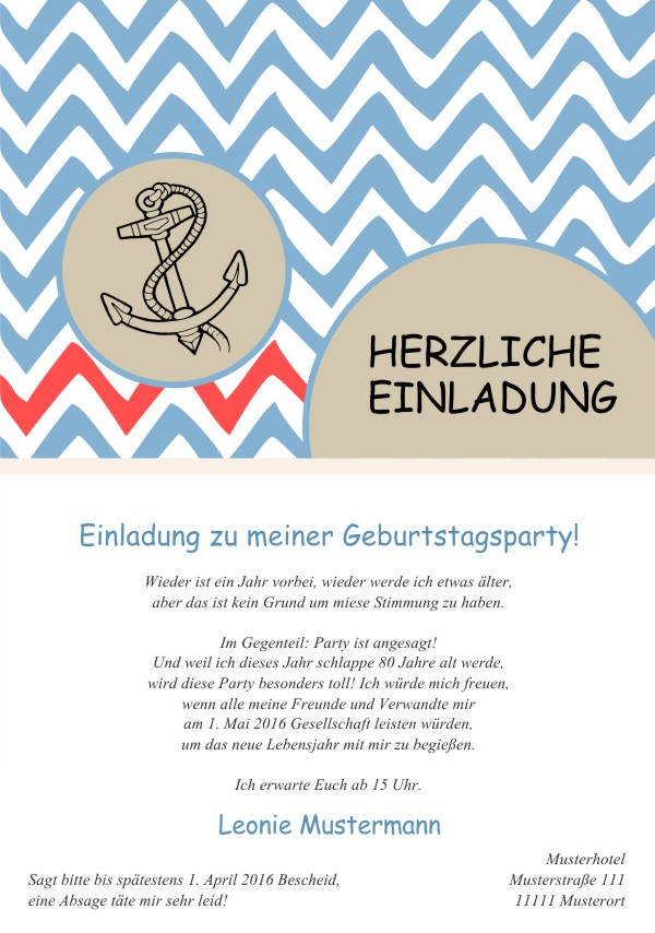 Maritime Einladungskarten zum Geburtstag