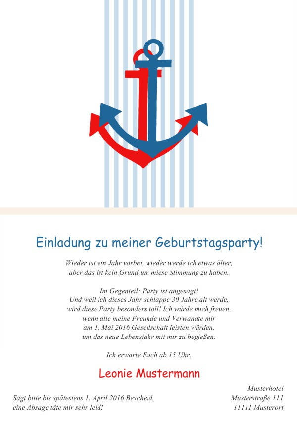 Maritime Einladungskarten zum Geburtstag