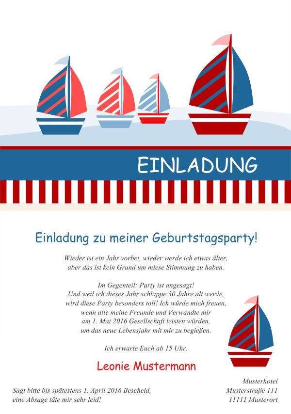 Maritime Einladungskarten zum Geburtstag