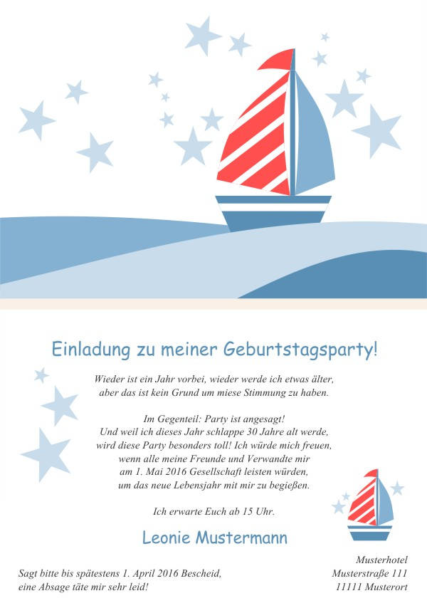 Maritime Einladungskarten zum Geburtstag