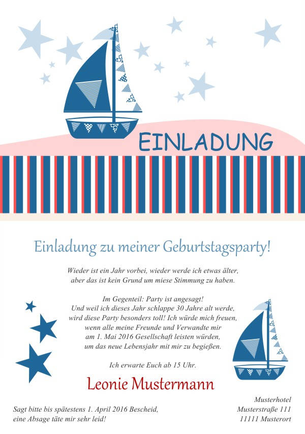 Maritime Einladungskarten zum Geburtstag