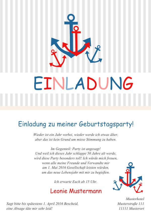 Maritime Einladungskarten zum Geburtstag