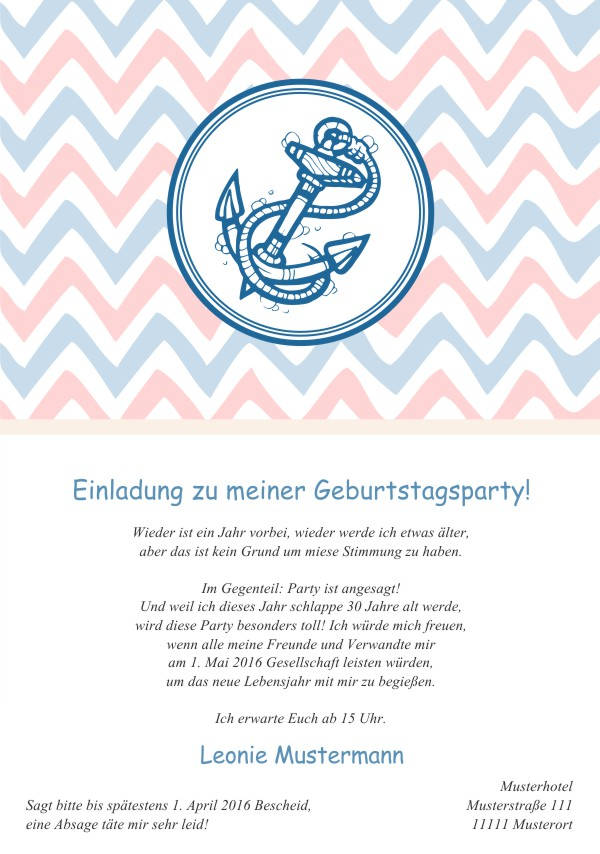 Maritime Einladungskarten zum Geburtstag