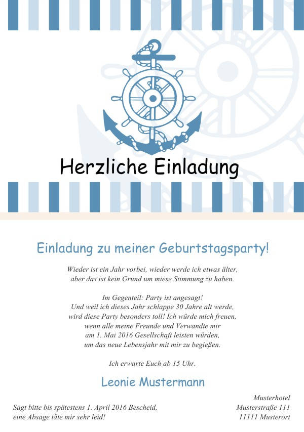 Maritime Einladungskarten zum Geburtstag