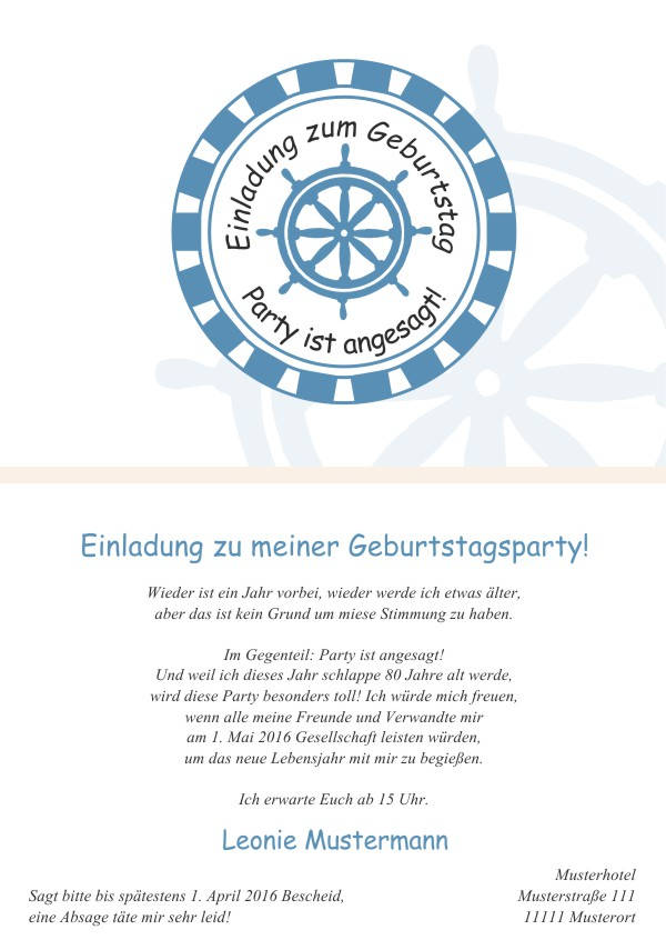 Maritime Einladungskarten zum Geburtstag