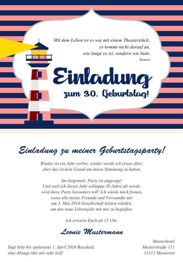 Maritime Einladungskarten zum Geburtstag