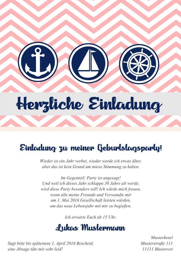 Maritime Einladungskarten zum Geburtstag