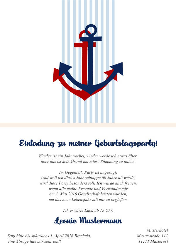 Maritime Einladungskarten zum Geburtstag