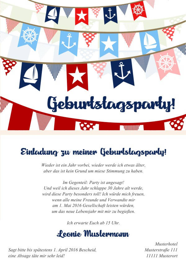 Maritime Einladungskarten zum Geburtstag