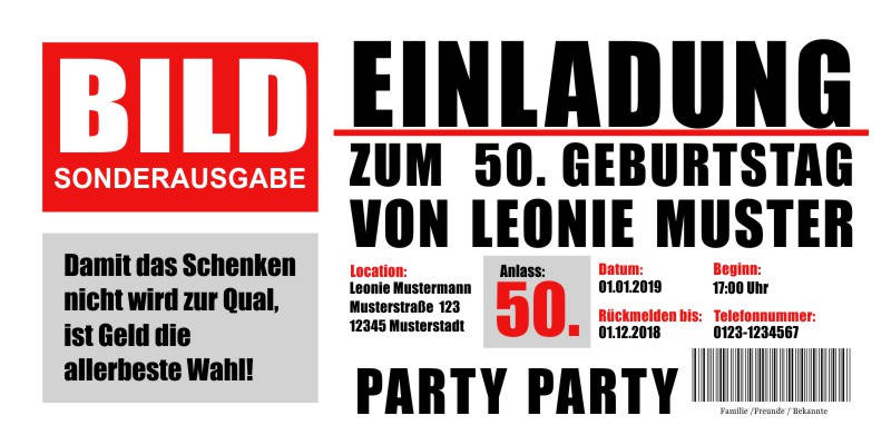 Originelle Einladungskarten zum 50 Geburtstag