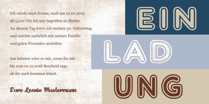 Originelle Einladungskarten zum 50 Geburtstag