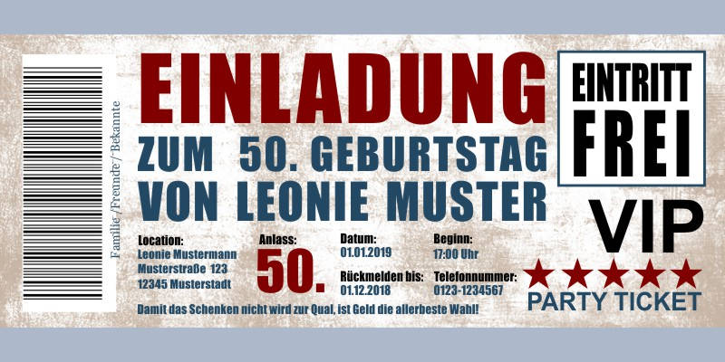 Originelle Einladungskarten zum 50 Geburtstag