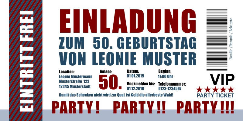Originelle Einladungskarten zum 50 Geburtstag