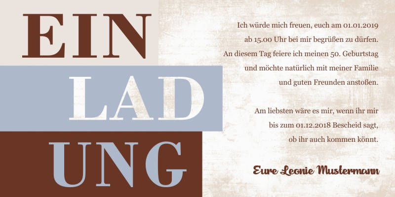 Originelle Einladungskarten zum 50 Geburtstag