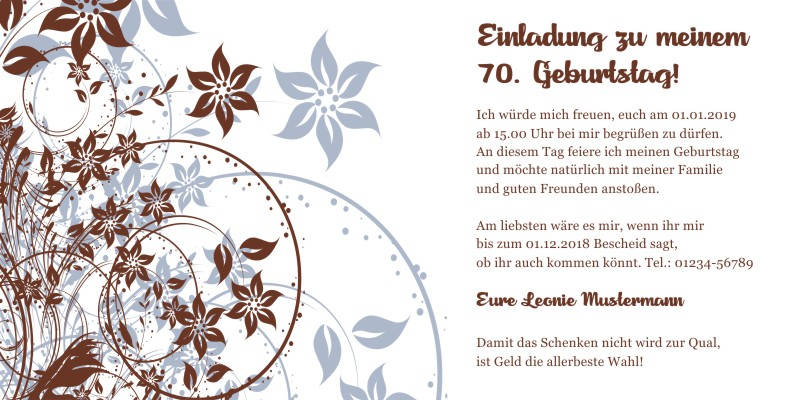 Originelle Einladungskarten zum 70 Geburtstag