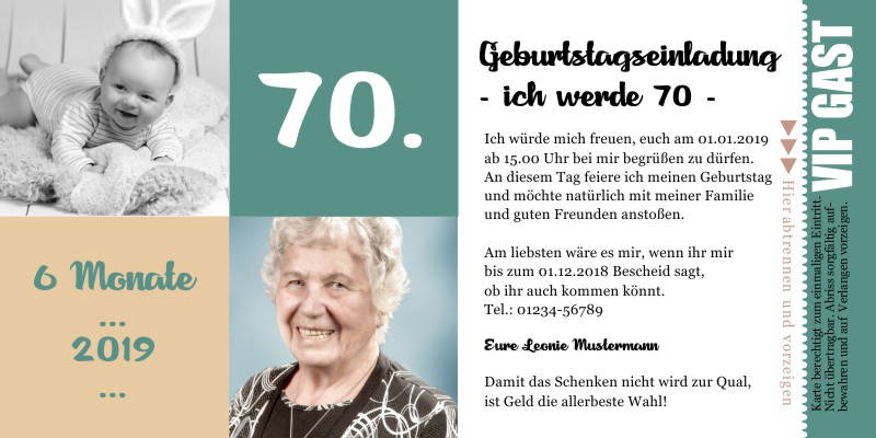 Originelle Einladungskarten zum 70 Geburtstag