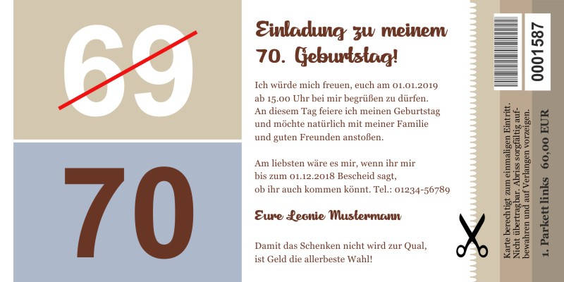 Originelle Einladungskarten zum 70 Geburtstag