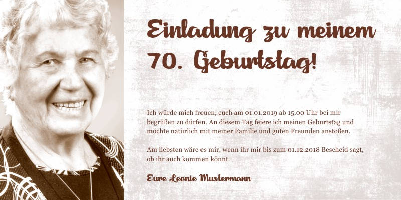 Originelle Einladungskarten zum 70 Geburtstag