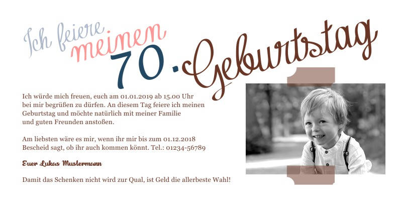 Originelle Einladungskarten zum 70 Geburtstag