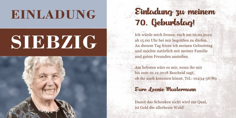 Originelle Einladungskarten zum 70 Geburtstag