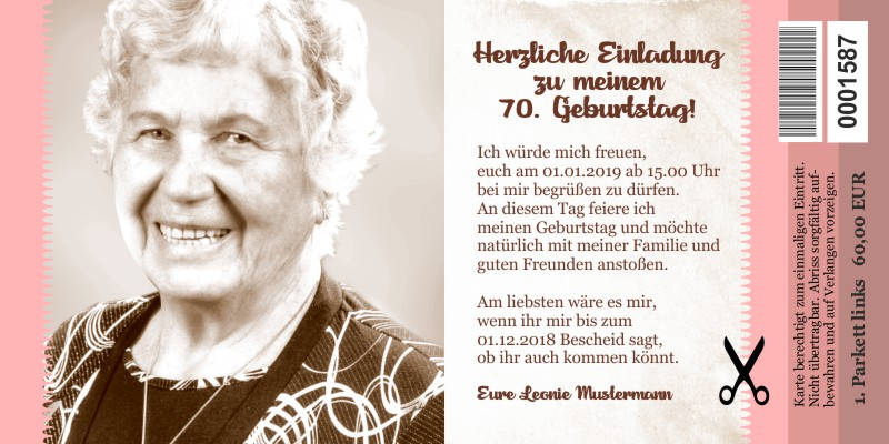 Originelle Einladungskarten zum 70 Geburtstag