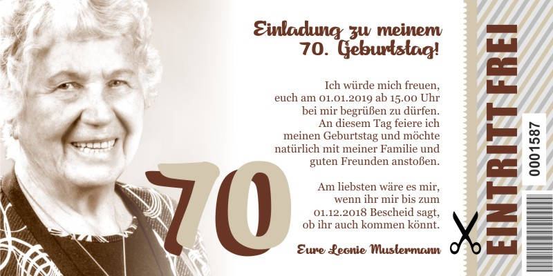 Originelle Einladungskarten zum 70 Geburtstag