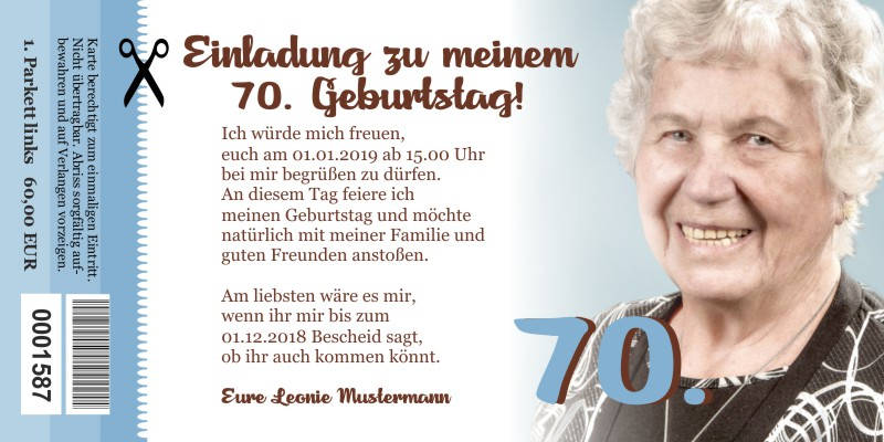 Originelle Einladungskarten zum 70 Geburtstag