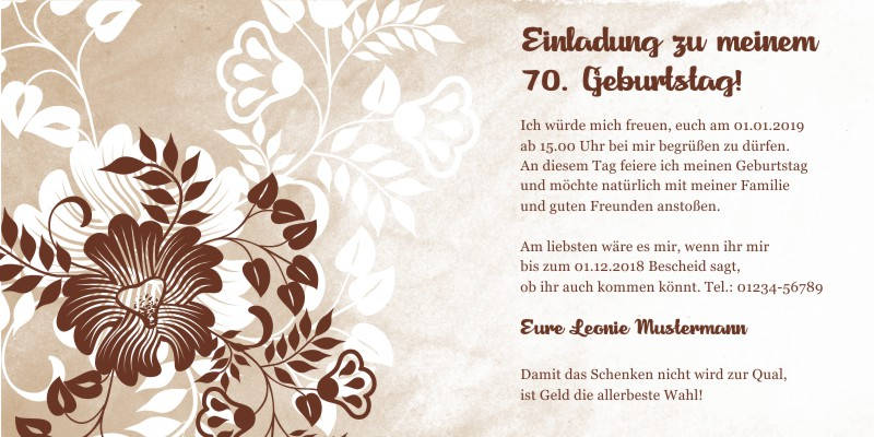 Originelle Einladungskarten zum 70 Geburtstag