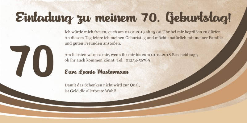 Originelle Einladungskarten zum 70 Geburtstag