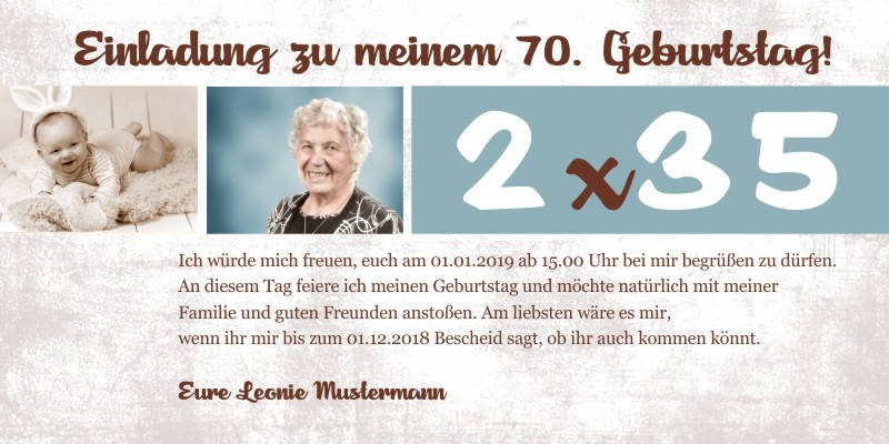 Originelle Einladungskarten zum 70 Geburtstag