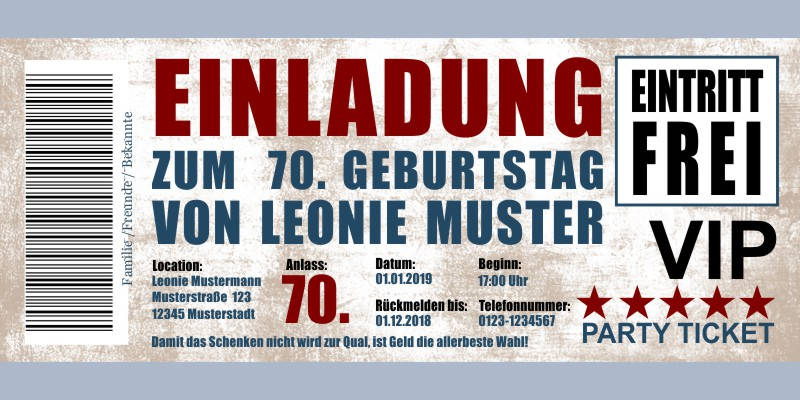 Originelle Einladungskarten zum 70 Geburtstag