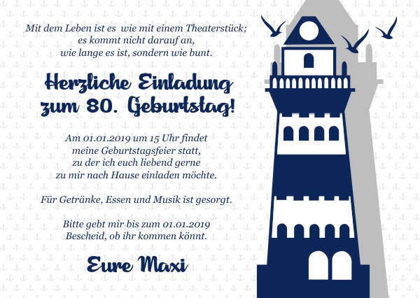 Maritime Einladungskarten zum Geburtstag