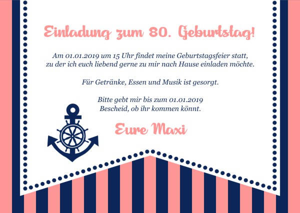 Maritime Einladungskarten zum Geburtstag