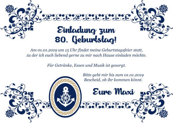 Maritime Einladungskarten zum Geburtstag