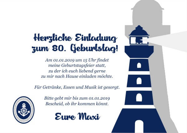 Maritime Einladungskarten zum Geburtstag