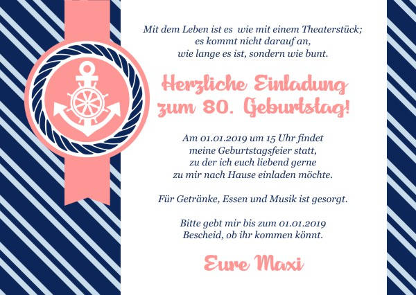 Maritime Einladungskarten zum Geburtstag