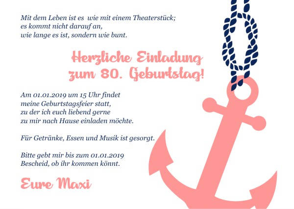 Maritime Einladungskarten zum Geburtstag