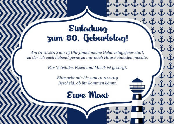 Maritime Einladungskarten zum Geburtstag