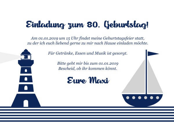 Maritime Einladungskarten zum Geburtstag