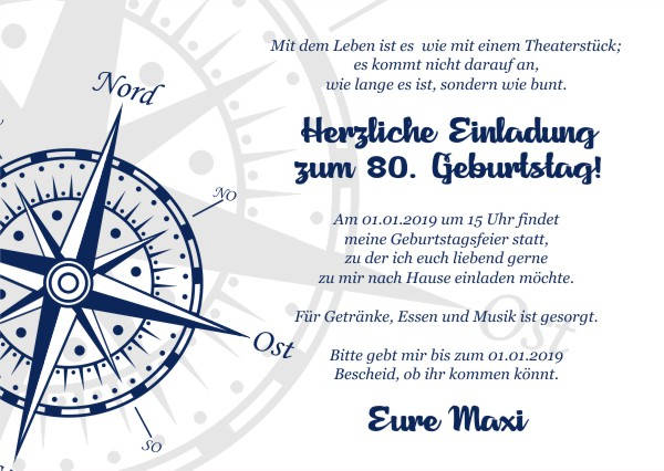 Maritime Einladungskarten zum Geburtstag