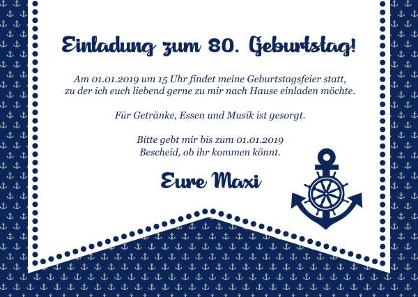 Maritime Einladungskarten zum Geburtstag