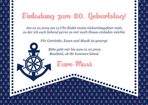 Maritime Einladungskarten zum Geburtstag