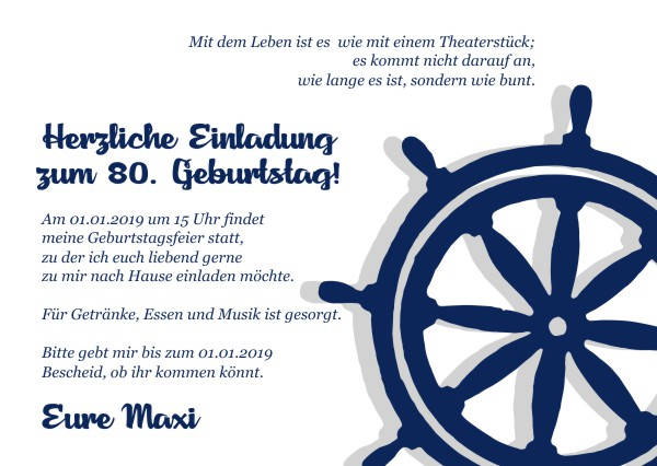 Maritime Einladungskarten zum Geburtstag