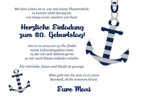 Maritime Einladungskarten zum Geburtstag